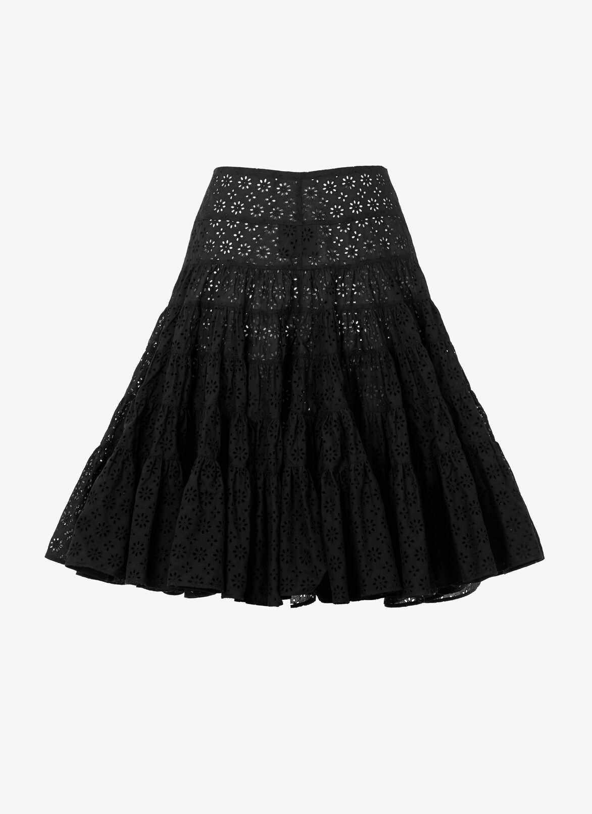 Edition 2008 Ruffle skirt in broderie anglaise ALAÏA BLACK EDITION 2008 RUFFLE SKIRT IN BRODERIE ANGLAISE